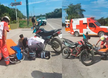 Joven se fractura pierna al caer de moto